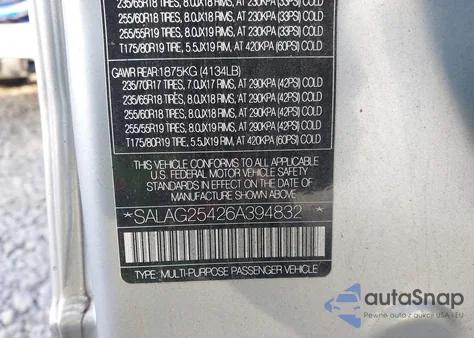 2006 Land Rover Lr3 Hse z USA, uszkodzony, nr VIN SALAG25426A394832